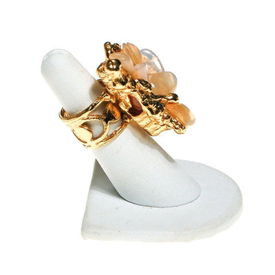 Brutalist Modern Peach Agate Statement Ring by Artisan Made - Vintage Meet Modern Vintage Jewelry - Chicago, Illinois - #oldhollywoodglamour #vintagemeetmodern #designervintage #jewelrybox #antiquejewelry #vintagejewelry