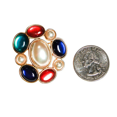 Royal Color and Pearl Cabochon Brooch by Avon by Avon - Vintage Meet Modern Vintage Jewelry - Chicago, Illinois - #oldhollywoodglamour #vintagemeetmodern #designervintage #jewelrybox #antiquejewelry #vintagejewelry
