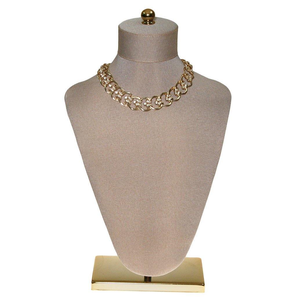 Gold Scroll Link Rhinestone Choker Necklace by 1950s - Vintage Meet Modern Vintage Jewelry - Chicago, Illinois - #oldhollywoodglamour #vintagemeetmodern #designervintage #jewelrybox #antiquejewelry #vintagejewelry