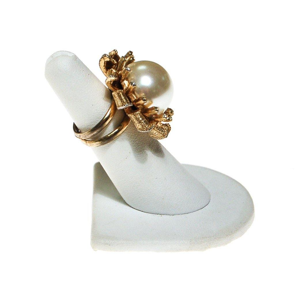 Pearl and Rhinestone Atomic Starburst Statement Ring by 1960s - Vintage Meet Modern Vintage Jewelry - Chicago, Illinois - #oldhollywoodglamour #vintagemeetmodern #designervintage #jewelrybox #antiquejewelry #vintagejewelry