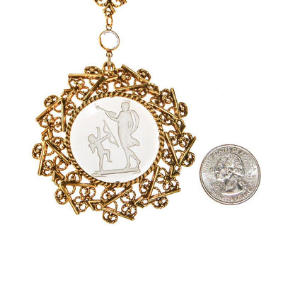 Cupid and Psyche Mythological Crystal Cameo Pendant Necklace by Goldette - Vintage Meet Modern Vintage Jewelry - Chicago, Illinois - #oldhollywoodglamour #vintagemeetmodern #designervintage #jewelrybox #antiquejewelry #vintagejewelry