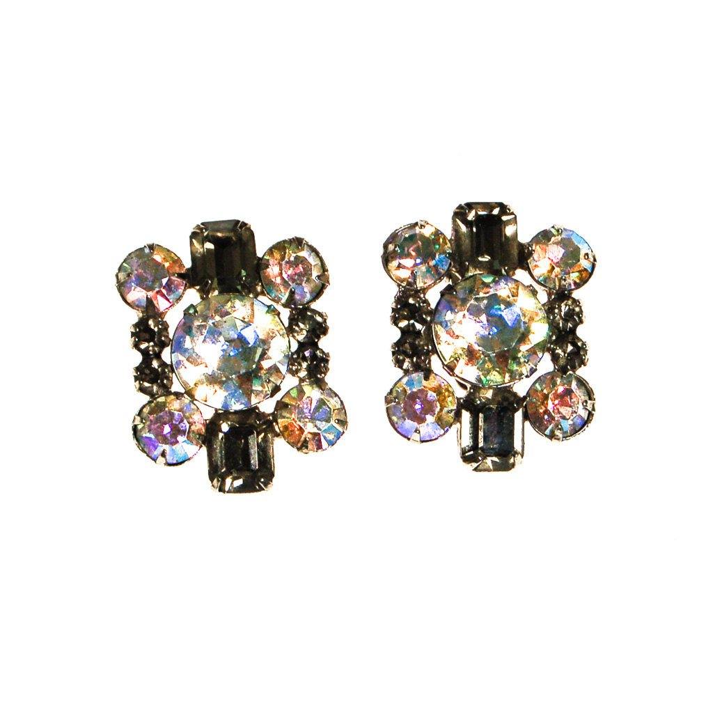 Smoke and Aurora Borealis Rhinestone Statement Earrings