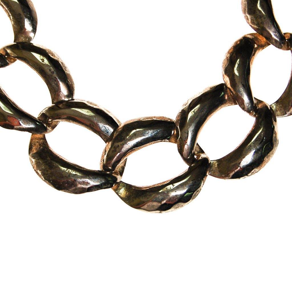 Chunky Silver Chain Necklace, Hammered Finish by 1970s - Vintage Meet Modern Vintage Jewelry - Chicago, Illinois - #oldhollywoodglamour #vintagemeetmodern #designervintage #jewelrybox #antiquejewelry #vintagejewelry