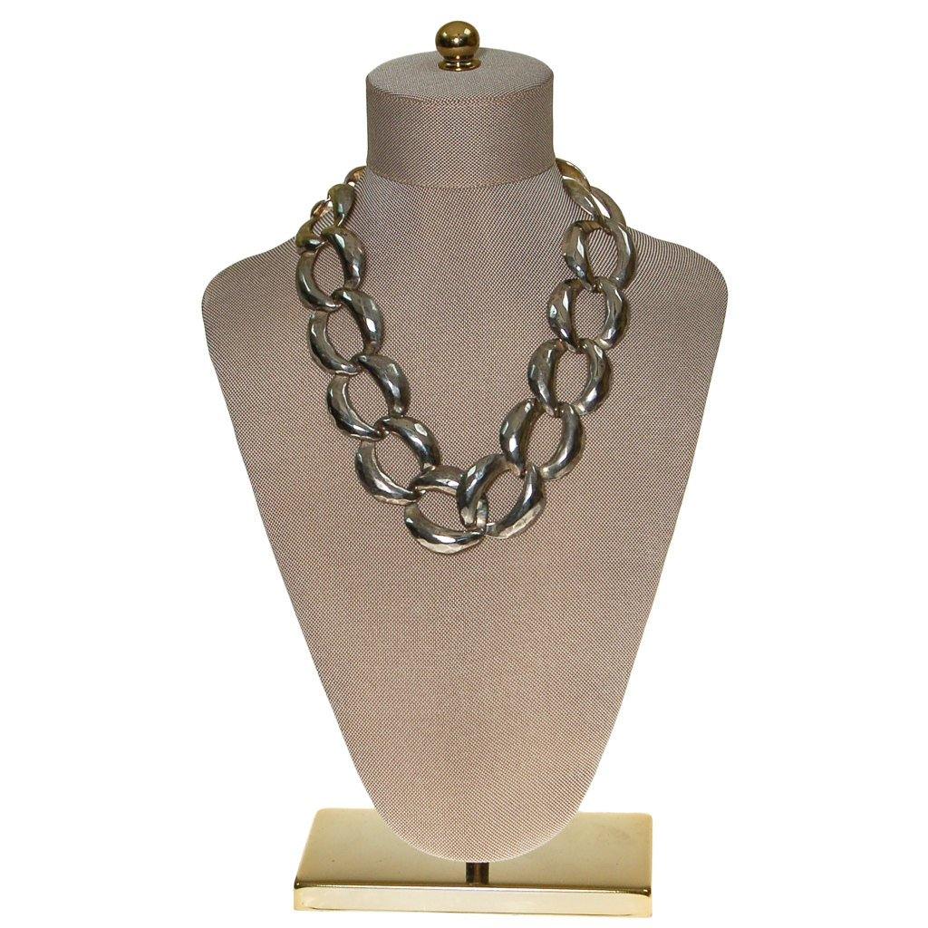 Chunky Silver Chain Necklace, Hammered Finish by 1970s - Vintage Meet Modern Vintage Jewelry - Chicago, Illinois - #oldhollywoodglamour #vintagemeetmodern #designervintage #jewelrybox #antiquejewelry #vintagejewelry