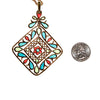 Plique a Jour Crown Trifari Pendant Necklace, Stained Glass, Emerald Green, Red, Blue, Collectible Designer Jewelry, 1960s by Crown Trifari - Vintage Meet Modern Vintage Jewelry - Chicago, Illinois - #oldhollywoodglamour #vintagemeetmodern #designervintage #jewelrybox #antiquejewelry #vintagejewelry