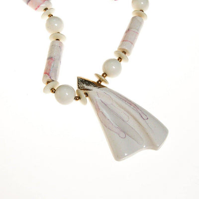White Marble Abstract Statement Necklace by Made in Japan - Vintage Meet Modern Vintage Jewelry - Chicago, Illinois - #oldhollywoodglamour #vintagemeetmodern #designervintage #jewelrybox #antiquejewelry #vintagejewelry