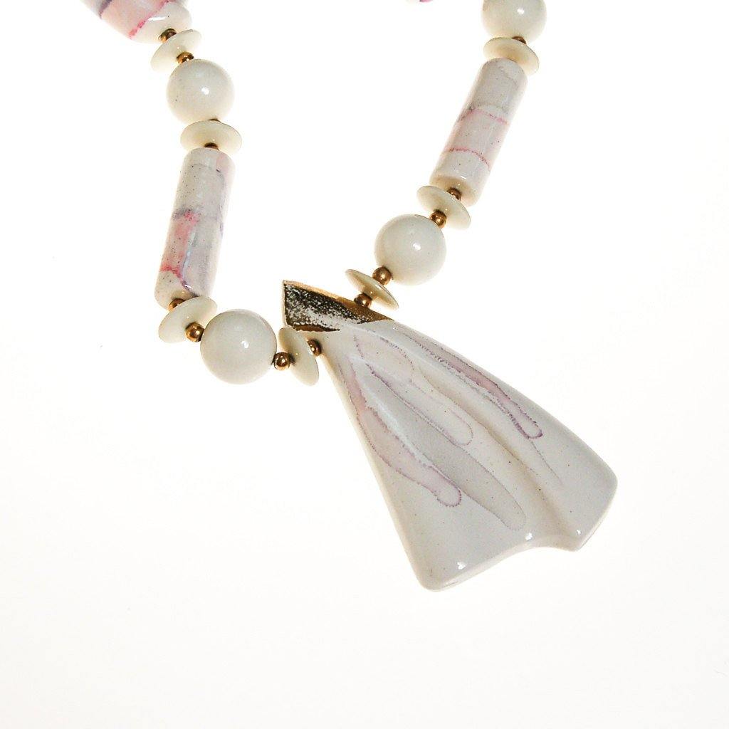 White Marble Abstract Statement Necklace