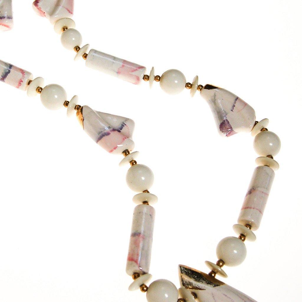 White Marble Abstract Statement Necklace by Made in Japan - Vintage Meet Modern Vintage Jewelry - Chicago, Illinois - #oldhollywoodglamour #vintagemeetmodern #designervintage #jewelrybox #antiquejewelry #vintagejewelry