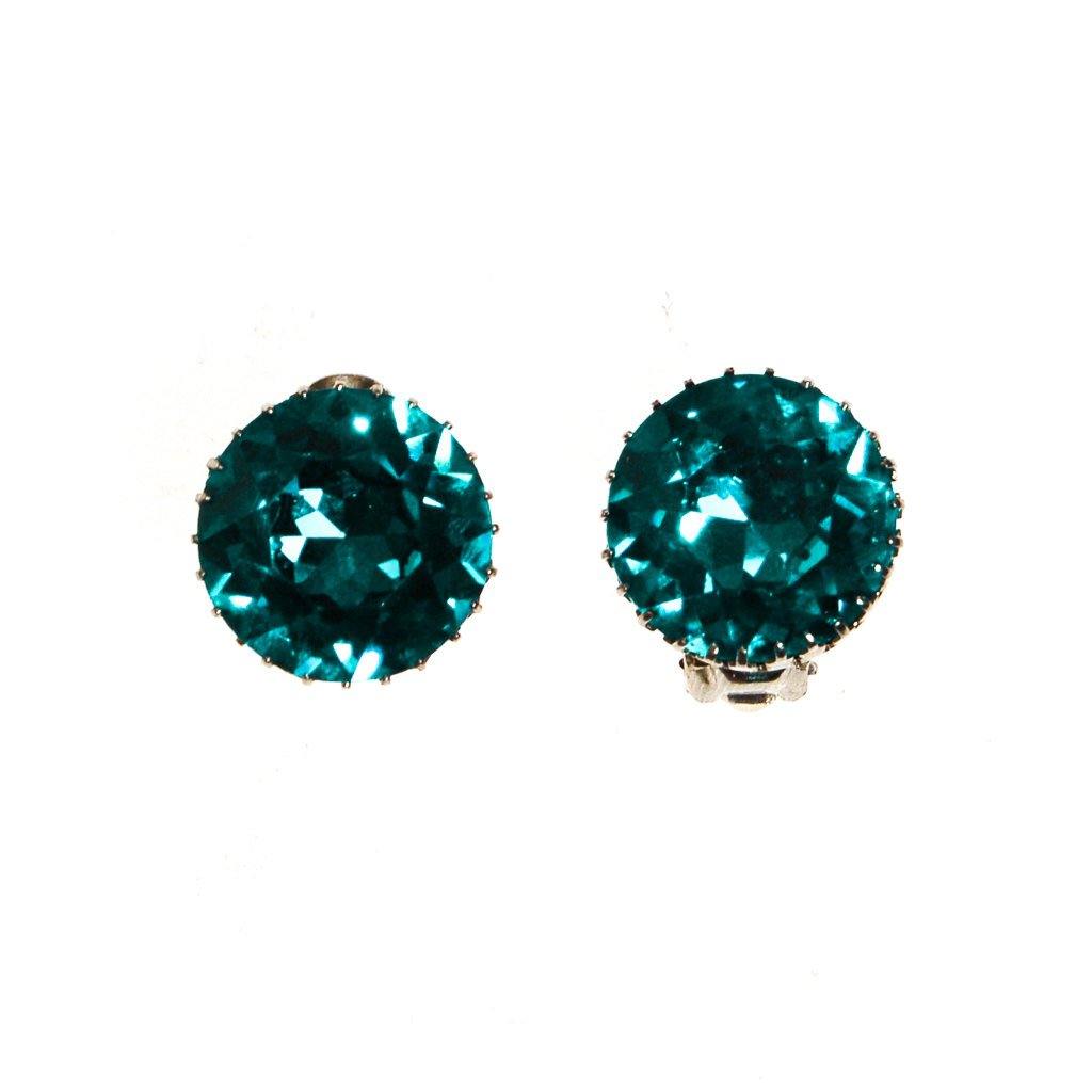 Vintage Austria Blue Aqua Headlight Rhinestone Earrings by 1950s - Vintage Meet Modern Vintage Jewelry - Chicago, Illinois - #oldhollywoodglamour #vintagemeetmodern #designervintage #jewelrybox #antiquejewelry #vintagejewelry