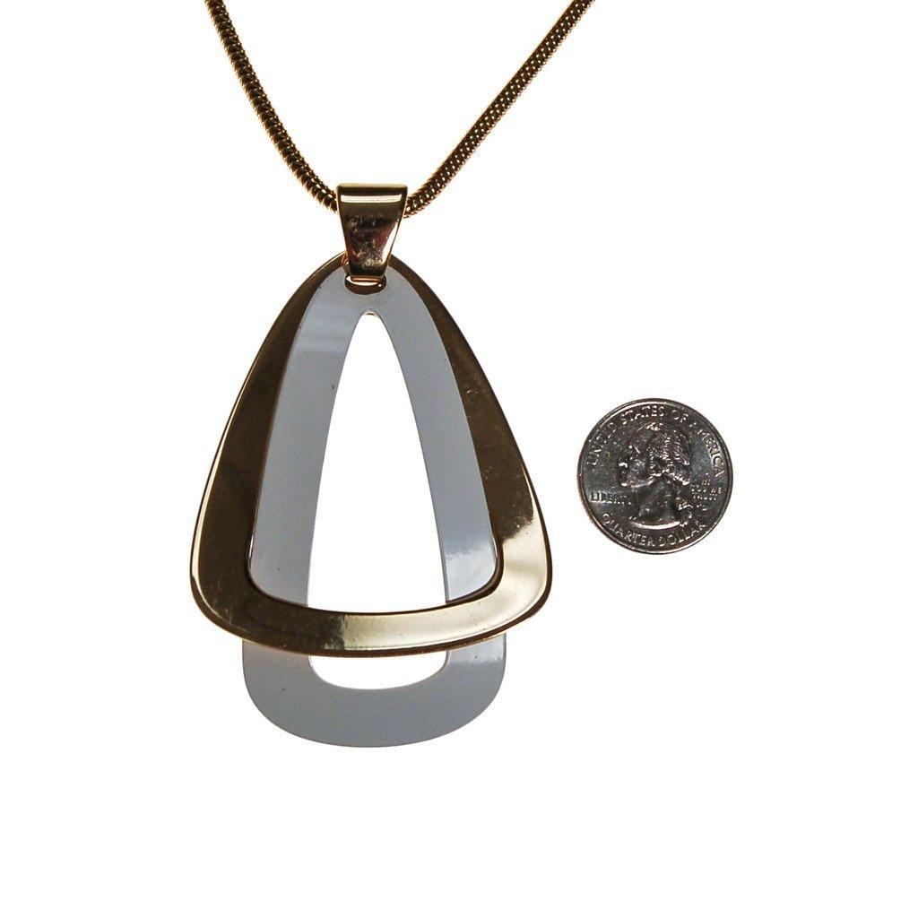 Napier White and Gold Modernist Pendant Necklace by Napier - Vintage Meet Modern Vintage Jewelry - Chicago, Illinois - #oldhollywoodglamour #vintagemeetmodern #designervintage #jewelrybox #antiquejewelry #vintagejewelry