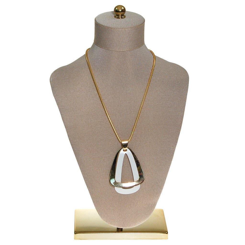 Napier White and Gold Modernist Pendant Necklace by Napier - Vintage Meet Modern Vintage Jewelry - Chicago, Illinois - #oldhollywoodglamour #vintagemeetmodern #designervintage #jewelrybox #antiquejewelry #vintagejewelry