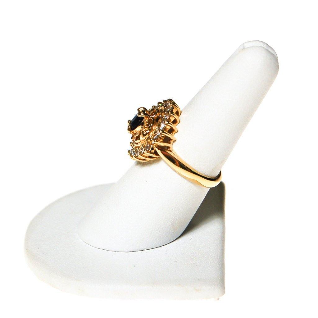 Sapphire and Cubic Zirconia Statement Ring by Gold over Sterling with Sapphire - Vintage Meet Modern Vintage Jewelry - Chicago, Illinois - #oldhollywoodglamour #vintagemeetmodern #designervintage #jewelrybox #antiquejewelry #vintagejewelry