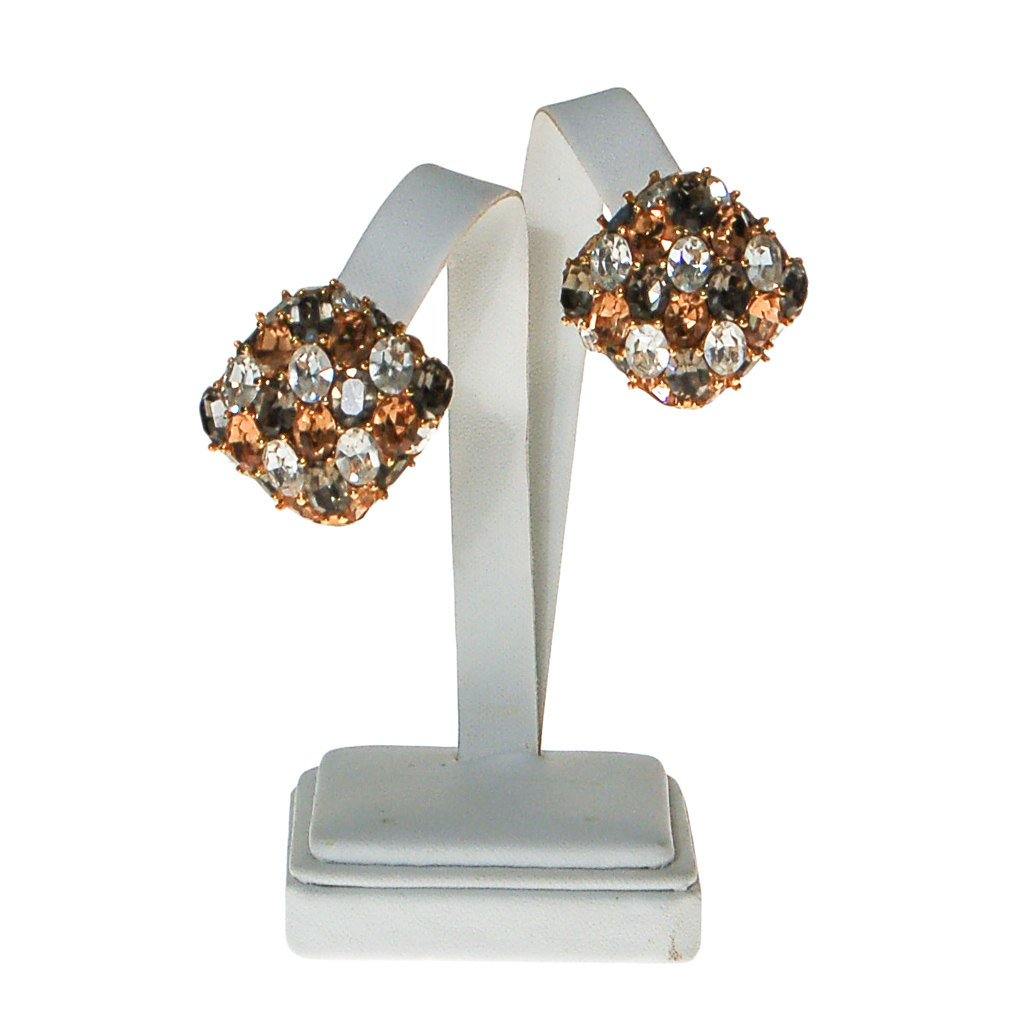 Ciner Champagne, Diamante, and Smoke Rhinestone Earrings by 1980s - Vintage Meet Modern Vintage Jewelry - Chicago, Illinois - #oldhollywoodglamour #vintagemeetmodern #designervintage #jewelrybox #antiquejewelry #vintagejewelry