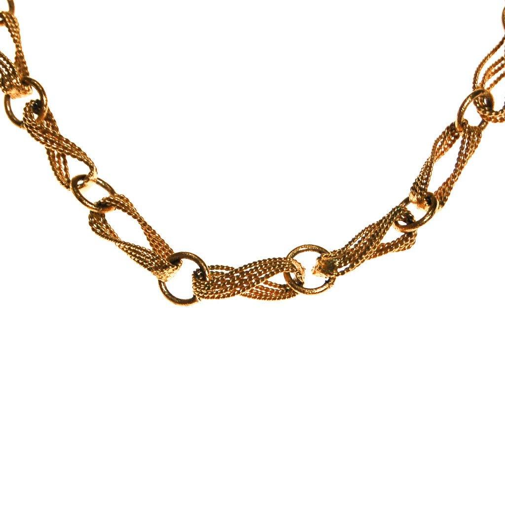 Crown Trifari Figure 8 Twisted Link Gold Necklace by Crown Trifari - Vintage Meet Modern Vintage Jewelry - Chicago, Illinois - #oldhollywoodglamour #vintagemeetmodern #designervintage #jewelrybox #antiquejewelry #vintagejewelry