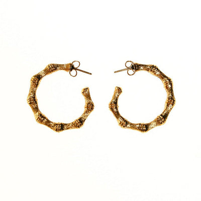 Gold Bamboo Hoop Earrings by Unsigned Beauty - Vintage Meet Modern Vintage Jewelry - Chicago, Illinois - #oldhollywoodglamour #vintagemeetmodern #designervintage #jewelrybox #antiquejewelry #vintagejewelry