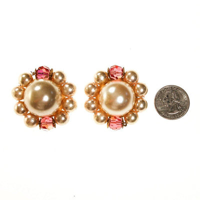 Les Bernard Pearl and Pink Crystal Statement Earrings by Les Bernard - Vintage Meet Modern Vintage Jewelry - Chicago, Illinois - #oldhollywoodglamour #vintagemeetmodern #designervintage #jewelrybox #antiquejewelry #vintagejewelry