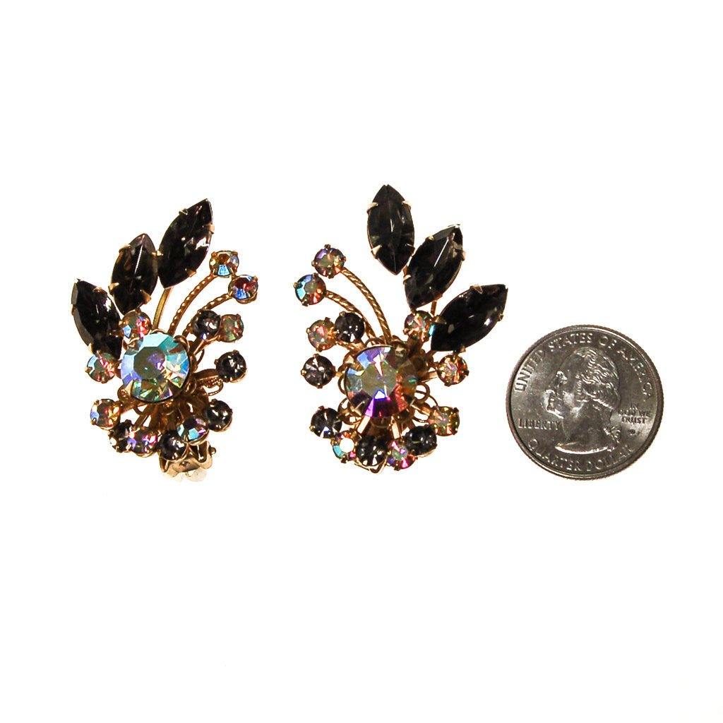Black Diamond and Aurora Borealis Rhinestone Ear Crawler Earrings by Unsigned Beauty - Vintage Meet Modern Vintage Jewelry - Chicago, Illinois - #oldhollywoodglamour #vintagemeetmodern #designervintage #jewelrybox #antiquejewelry #vintagejewelry