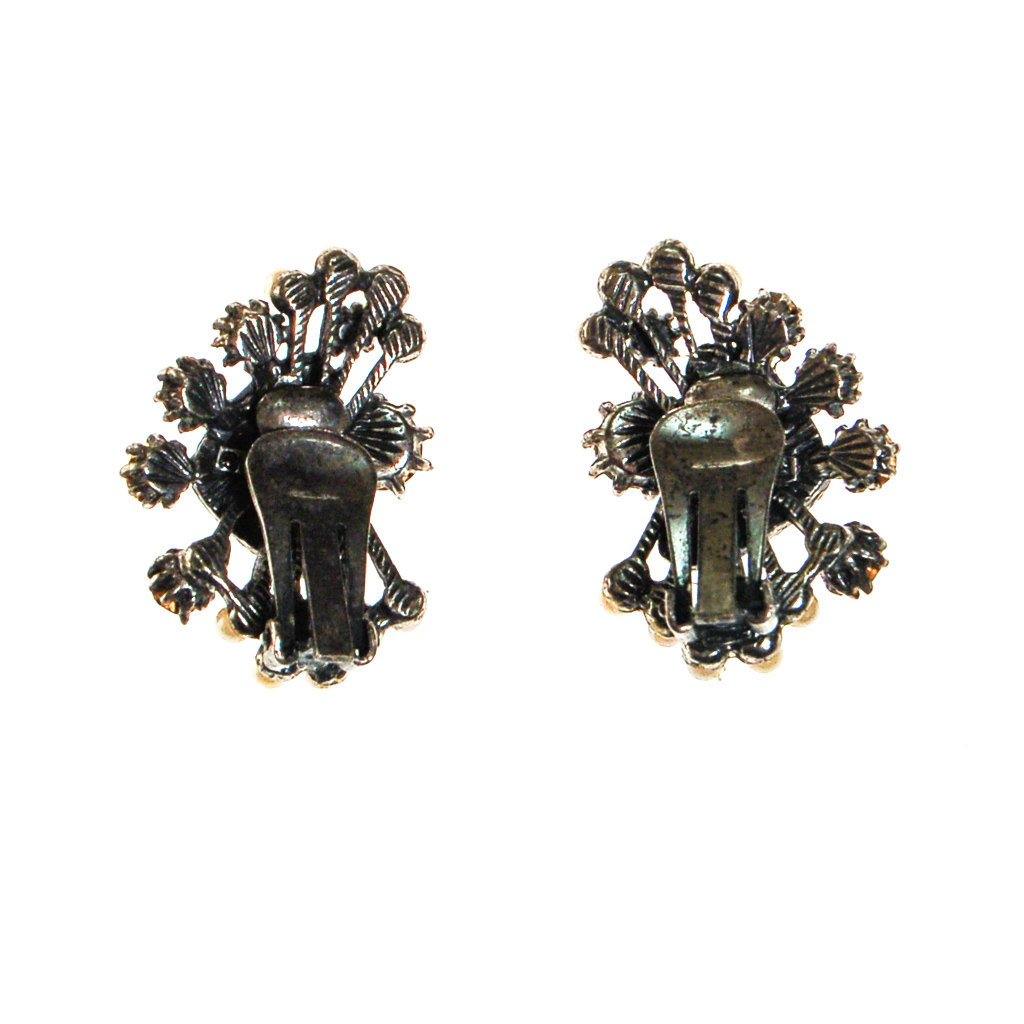 Florenza Blue Rhinestone and Faux Pearl Statement Earrings by Florenza - Vintage Meet Modern Vintage Jewelry - Chicago, Illinois - #oldhollywoodglamour #vintagemeetmodern #designervintage #jewelrybox #antiquejewelry #vintagejewelry