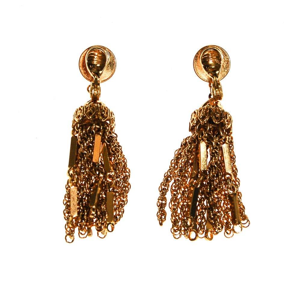 Monet Gold Tassel Earrings by Monet - Vintage Meet Modern Vintage Jewelry - Chicago, Illinois - #oldhollywoodglamour #vintagemeetmodern #designervintage #jewelrybox #antiquejewelry #vintagejewelry
