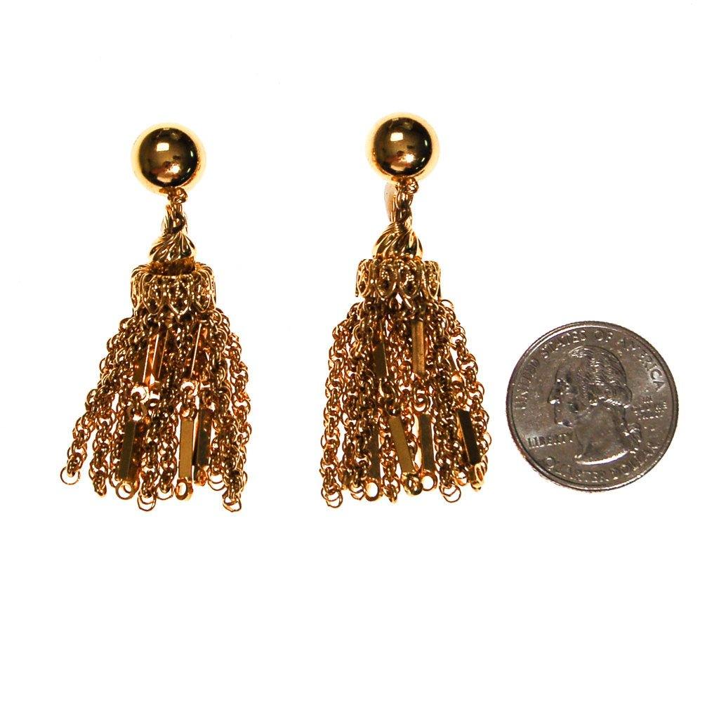 Monet Gold Tassel Earrings by Monet - Vintage Meet Modern Vintage Jewelry - Chicago, Illinois - #oldhollywoodglamour #vintagemeetmodern #designervintage #jewelrybox #antiquejewelry #vintagejewelry