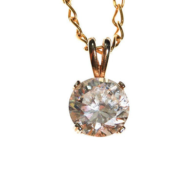 Huge CZ Solitaire Pendant Necklace set in Gold Tone by Unsigned Beauty - Vintage Meet Modern Vintage Jewelry - Chicago, Illinois - #oldhollywoodglamour #vintagemeetmodern #designervintage #jewelrybox #antiquejewelry #vintagejewelry