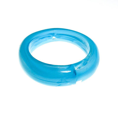 Blue and Clear Swirled Lucite Bangle Bracelet by 1960s - Vintage Meet Modern Vintage Jewelry - Chicago, Illinois - #oldhollywoodglamour #vintagemeetmodern #designervintage #jewelrybox #antiquejewelry #vintagejewelry