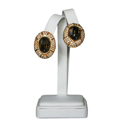 Ciner Smoked Crystal and Diamante Rhinestone Earrings by Ciner - Vintage Meet Modern Vintage Jewelry - Chicago, Illinois - #oldhollywoodglamour #vintagemeetmodern #designervintage #jewelrybox #antiquejewelry #vintagejewelry
