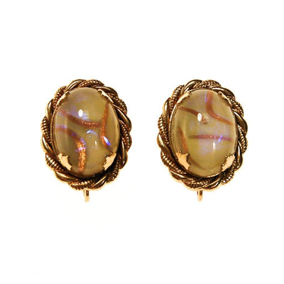Oval Opalescent Glass Earrings by Unsigned Beauties - Vintage Meet Modern Vintage Jewelry - Chicago, Illinois - #oldhollywoodglamour #vintagemeetmodern #designervintage #jewelrybox #antiquejewelry #vintagejewelry