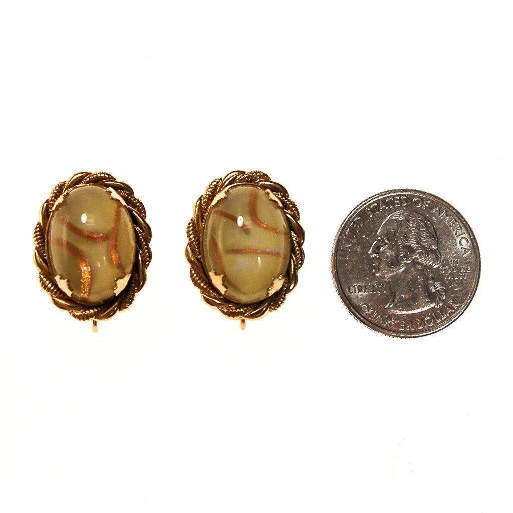 Oval Opalescent Glass Earrings by Unsigned Beauties - Vintage Meet Modern Vintage Jewelry - Chicago, Illinois - #oldhollywoodglamour #vintagemeetmodern #designervintage #jewelrybox #antiquejewelry #vintagejewelry