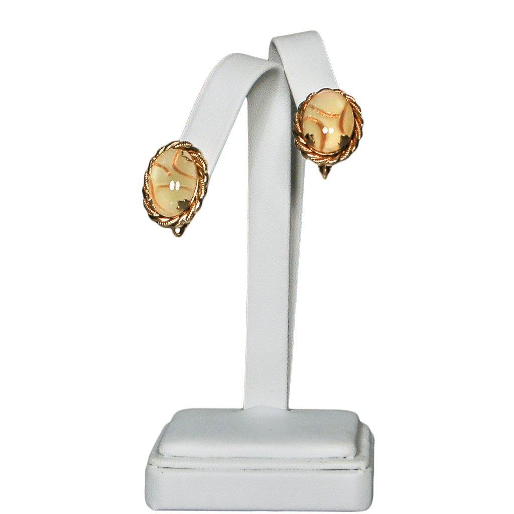 Oval Opalescent Glass Earrings by Unsigned Beauties - Vintage Meet Modern Vintage Jewelry - Chicago, Illinois - #oldhollywoodglamour #vintagemeetmodern #designervintage #jewelrybox #antiquejewelry #vintagejewelry