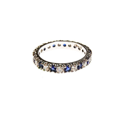 Sterling Silver Sapphire and Diamonique CZ Eternity Band Ring by Sterling Silver - Vintage Meet Modern Vintage Jewelry - Chicago, Illinois - #oldhollywoodglamour #vintagemeetmodern #designervintage #jewelrybox #antiquejewelry #vintagejewelry