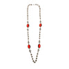 Pearl and Red Bezel Set Crystal Necklace by Unsigned Beauty - Vintage Meet Modern Vintage Jewelry - Chicago, Illinois - #oldhollywoodglamour #vintagemeetmodern #designervintage #jewelrybox #antiquejewelry #vintagejewelry