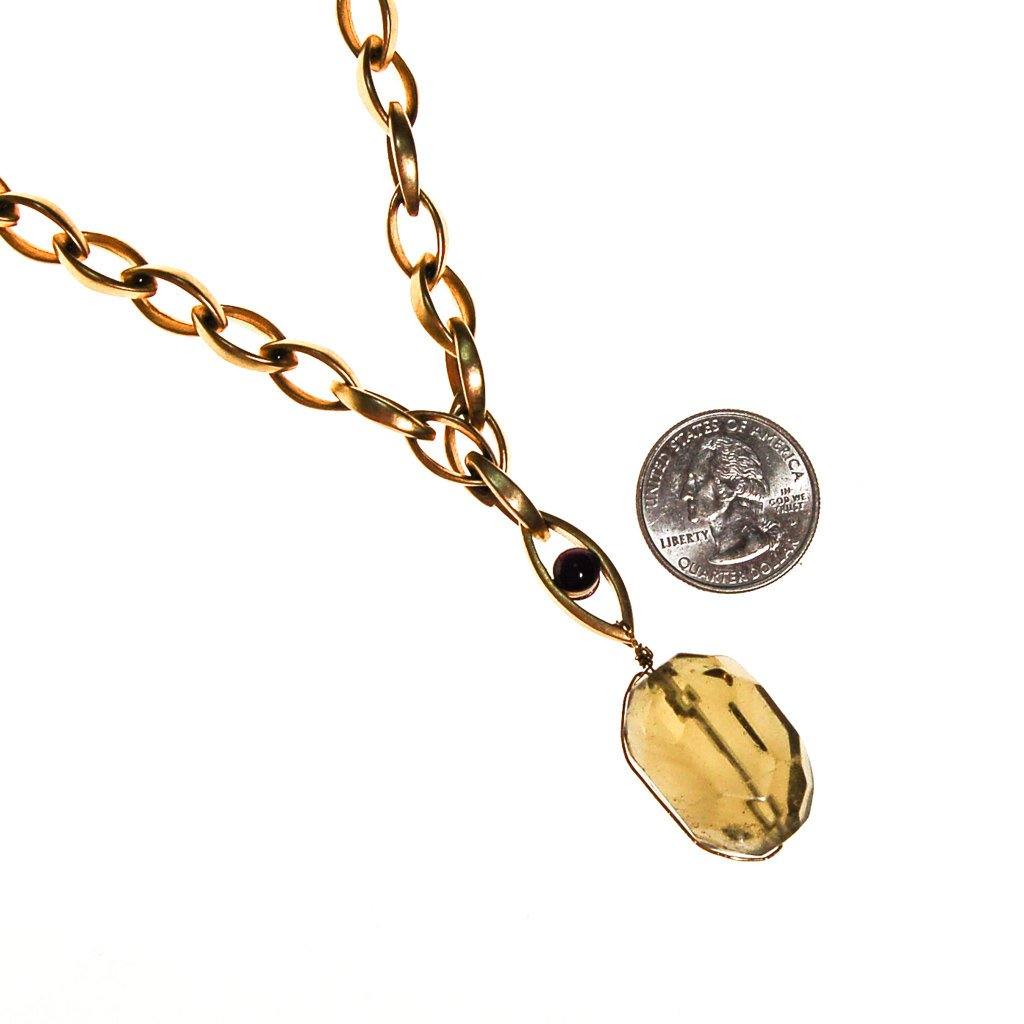 Lemon Quartz and Amethyst Pendant Necklace by Artisan Made - Vintage Meet Modern Vintage Jewelry - Chicago, Illinois - #oldhollywoodglamour #vintagemeetmodern #designervintage #jewelrybox #antiquejewelry #vintagejewelry