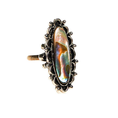 Vintage Abalone Statement Ring, Silver Tone, Adjustable, Bohemian Chic, 1970s by 1970s - Vintage Meet Modern Vintage Jewelry - Chicago, Illinois - #oldhollywoodglamour #vintagemeetmodern #designervintage #jewelrybox #antiquejewelry #vintagejewelry
