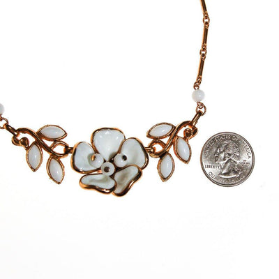 Milk Glass Dogwood Flower Necklace by Unsigned Beauty - Vintage Meet Modern Vintage Jewelry - Chicago, Illinois - #oldhollywoodglamour #vintagemeetmodern #designervintage #jewelrybox #antiquejewelry #vintagejewelry