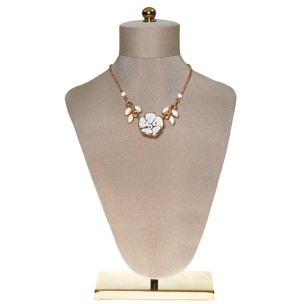 Milk Glass Dogwood Flower Necklace by Unsigned Beauty - Vintage Meet Modern Vintage Jewelry - Chicago, Illinois - #oldhollywoodglamour #vintagemeetmodern #designervintage #jewelrybox #antiquejewelry #vintagejewelry