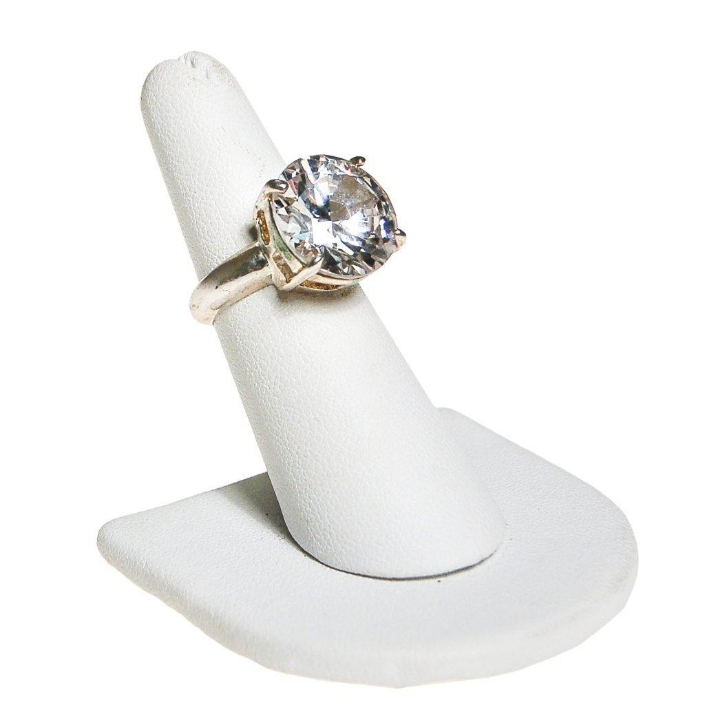 Massive CZ Solitaire Cocktail Statement Ring set in Silver Tone