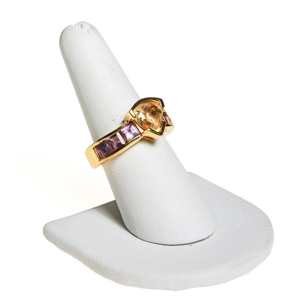 Citrine and Amethyst Semi Precious Gemstone Ring