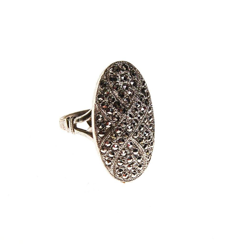Vintage Art Deco Sterling Silver Marcasite Ring by Theda