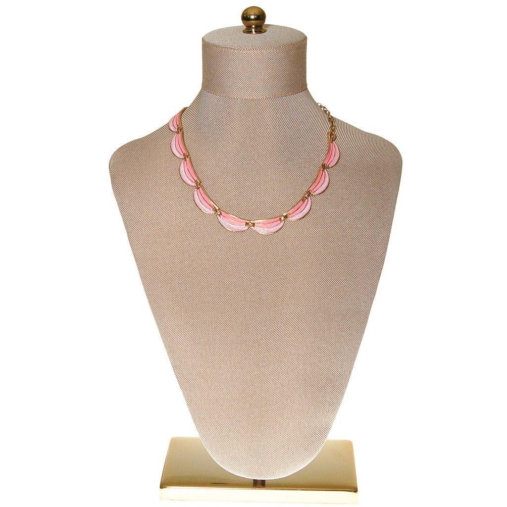 Pink Scalloped Link Necklace by Karu by Karu - Vintage Meet Modern Vintage Jewelry - Chicago, Illinois - #oldhollywoodglamour #vintagemeetmodern #designervintage #jewelrybox #antiquejewelry #vintagejewelry
