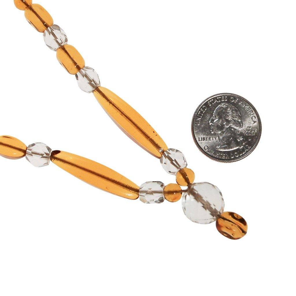 Art Deco Amber Glass and Cut Crystal Necklace by Czech - Vintage Meet Modern Vintage Jewelry - Chicago, Illinois - #oldhollywoodglamour #vintagemeetmodern #designervintage #jewelrybox #antiquejewelry #vintagejewelry