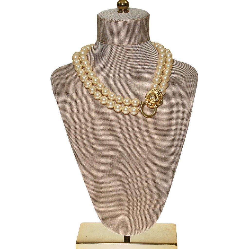 KJL for Avon Lions Head and Pearl Necklace