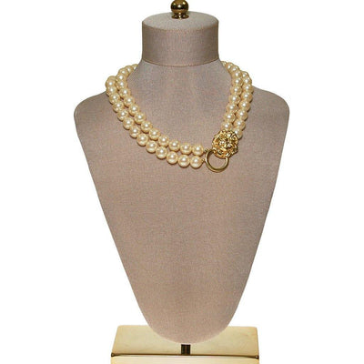 KJL for Avon Lions Head and Pearl Necklace by Kenneth Jay Lane - Vintage Meet Modern Vintage Jewelry - Chicago, Illinois - #oldhollywoodglamour #vintagemeetmodern #designervintage #jewelrybox #antiquejewelry #vintagejewelry