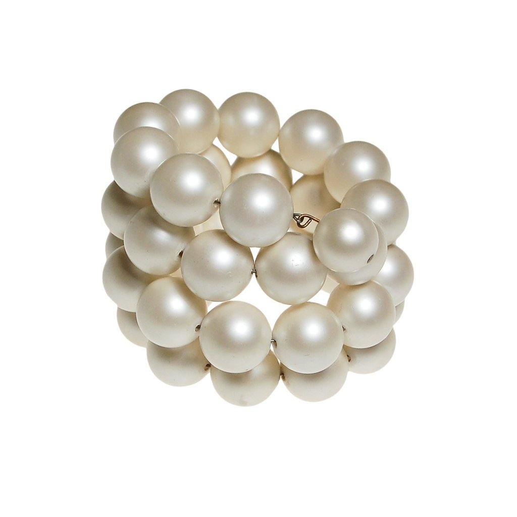 White Pearl Triple Coiled Bracelet by Pearl - Vintage Meet Modern Vintage Jewelry - Chicago, Illinois - #oldhollywoodglamour #vintagemeetmodern #designervintage #jewelrybox #antiquejewelry #vintagejewelry