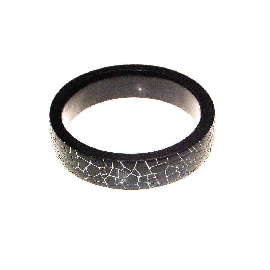 Black and White Crackle Bangle Bracelet by 1960s - Vintage Meet Modern Vintage Jewelry - Chicago, Illinois - #oldhollywoodglamour #vintagemeetmodern #designervintage #jewelrybox #antiquejewelry #vintagejewelry
