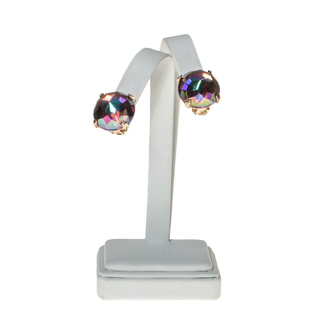Zentall Iridescent Purple Rhinestone Earrings by Zental - Vintage Meet Modern Vintage Jewelry - Chicago, Illinois - #oldhollywoodglamour #vintagemeetmodern #designervintage #jewelrybox #antiquejewelry #vintagejewelry