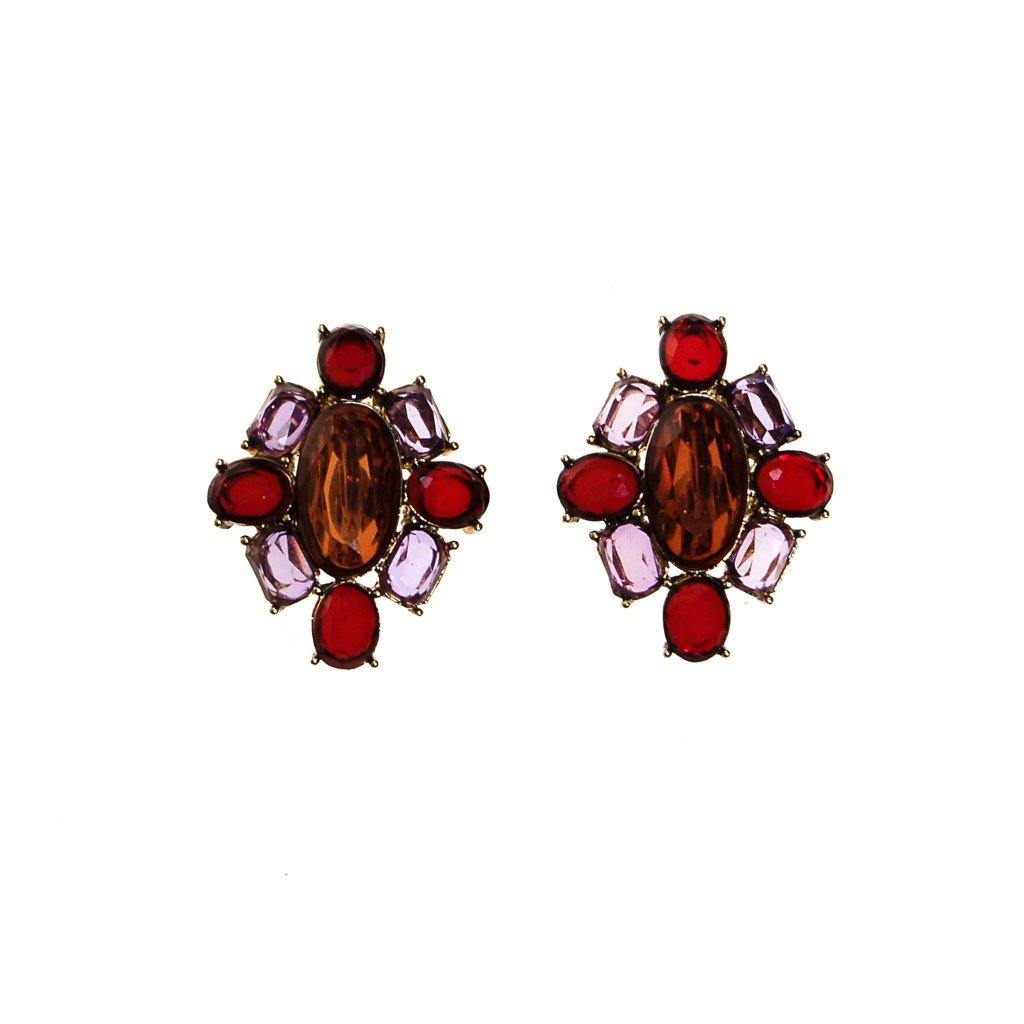 Monet Amethyst, Garnet, and Smokey Topaz Crystal Earrings by Monet - Vintage Meet Modern Vintage Jewelry - Chicago, Illinois - #oldhollywoodglamour #vintagemeetmodern #designervintage #jewelrybox #antiquejewelry #vintagejewelry