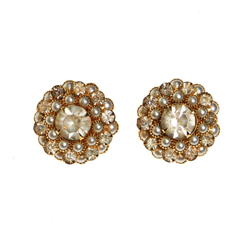 Pearl and Crystal Earrings by Judy Lee