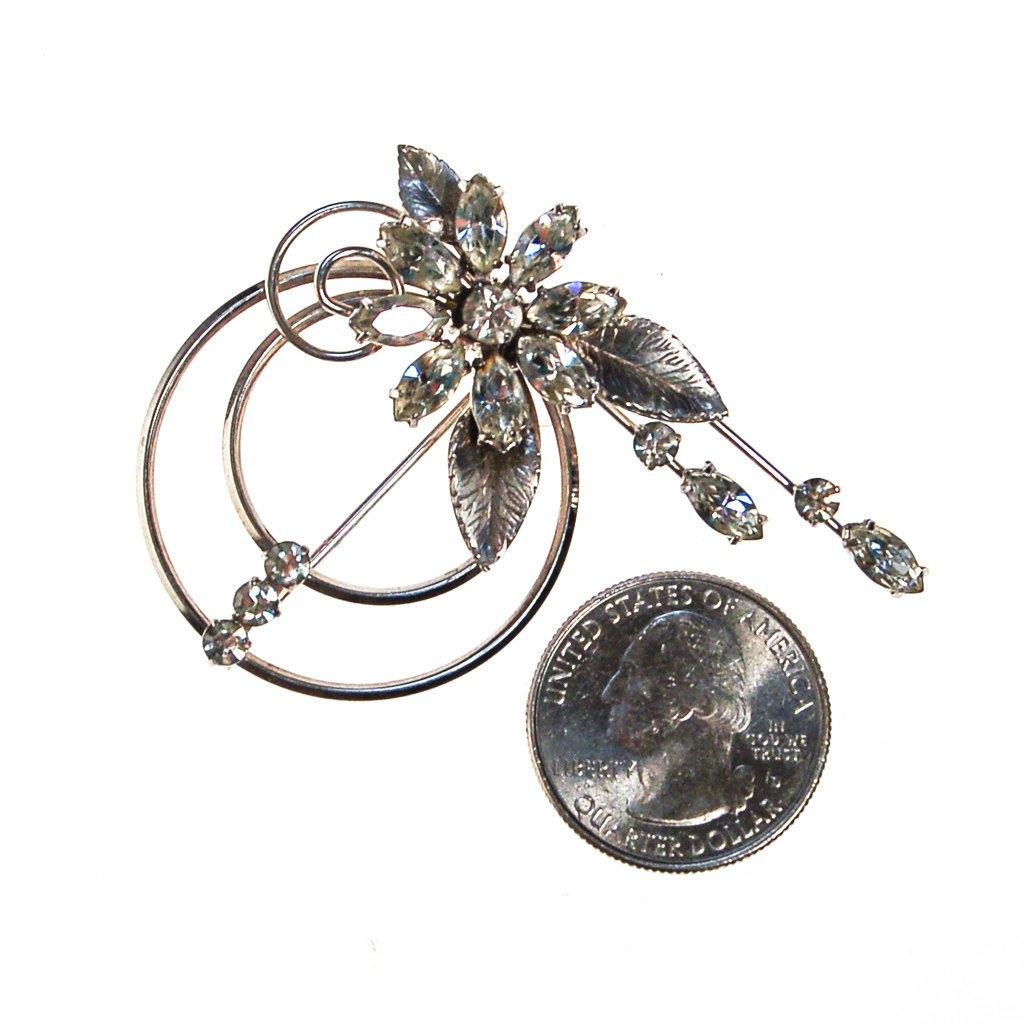 Krementz Silver and Rhinestone Spray Brooch, Pin, Floral, Wedding, Bridal by Krementz - Vintage Meet Modern Vintage Jewelry - Chicago, Illinois - #oldhollywoodglamour #vintagemeetmodern #designervintage #jewelrybox #antiquejewelry #vintagejewelry