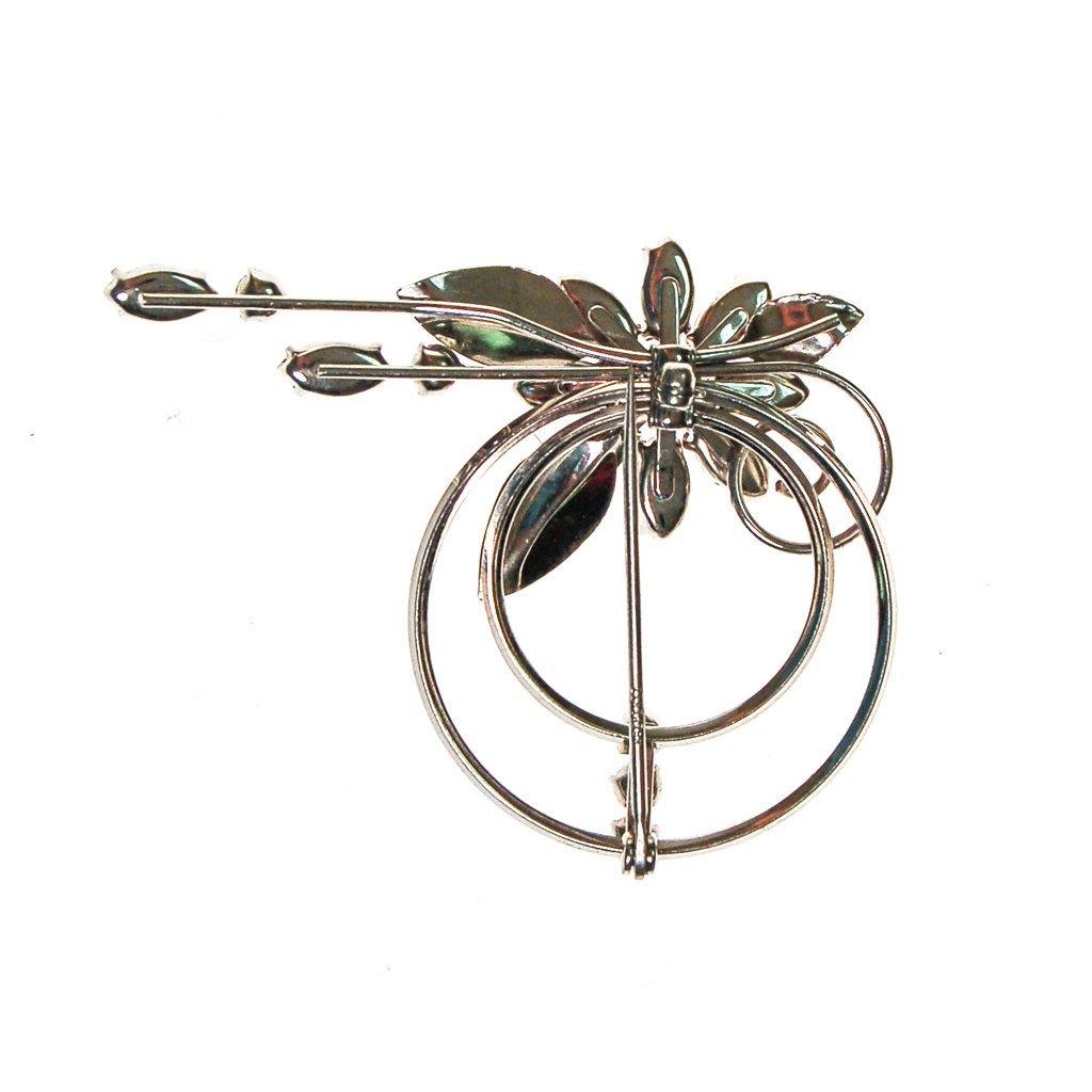 Krementz Silver and Rhinestone Spray Brooch, Pin, Floral, Wedding, Bridal by Krementz - Vintage Meet Modern Vintage Jewelry - Chicago, Illinois - #oldhollywoodglamour #vintagemeetmodern #designervintage #jewelrybox #antiquejewelry #vintagejewelry